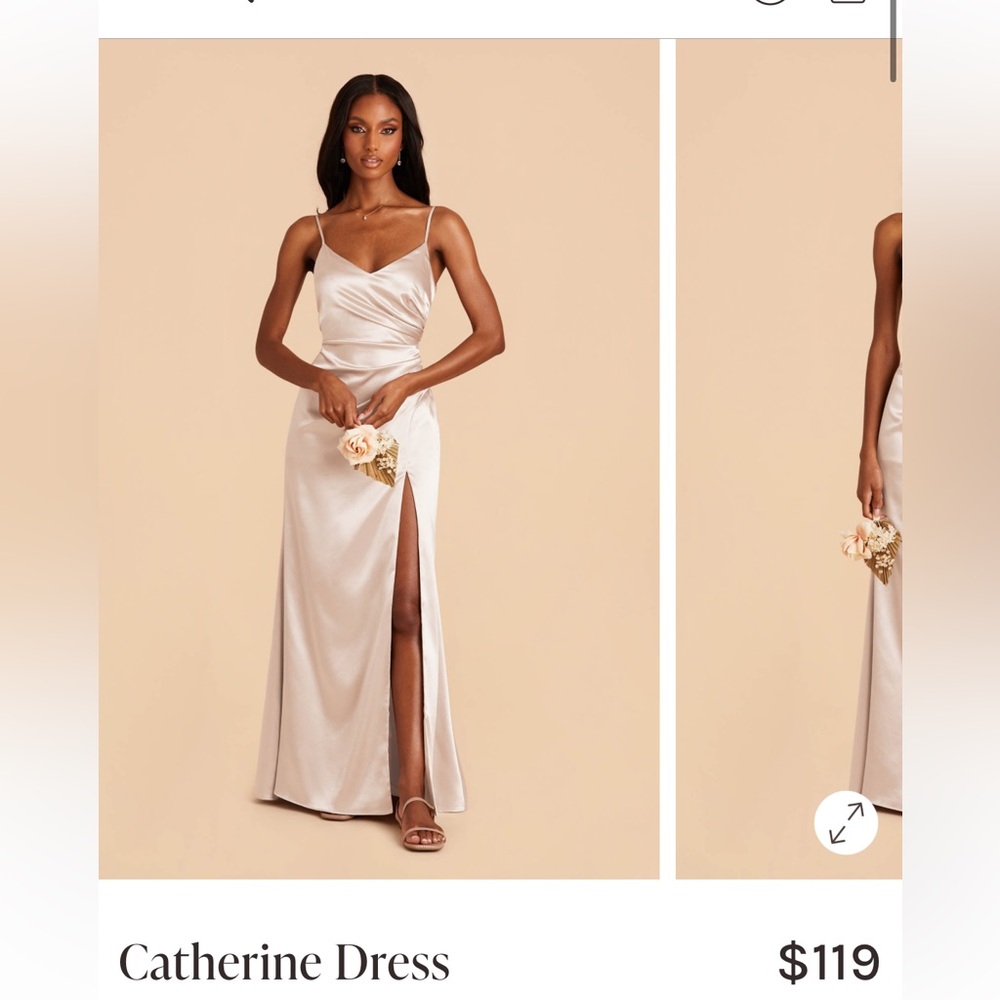 Birdy Grey Catherine Dress Champagne Satin Medium NWT